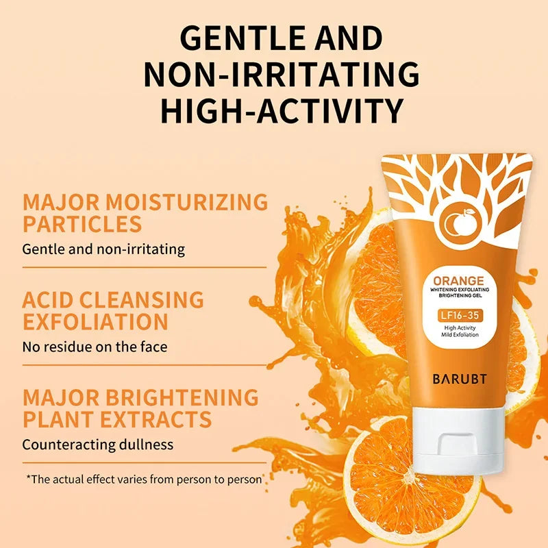 Orange Exfoliating Gel For Facial body, Gel Dead Skin Remover Scrub Skin Cleaning