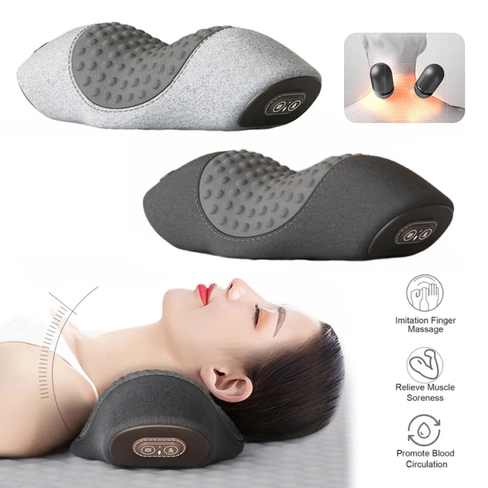 Electric Neck Massager Pillow Cervical Stretcher Heating Vibration Massage