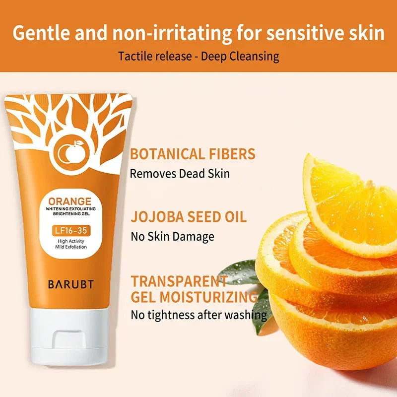 Orange Exfoliating Gel For Facial body, Gel Dead Skin Remover Scrub Skin Cleaning