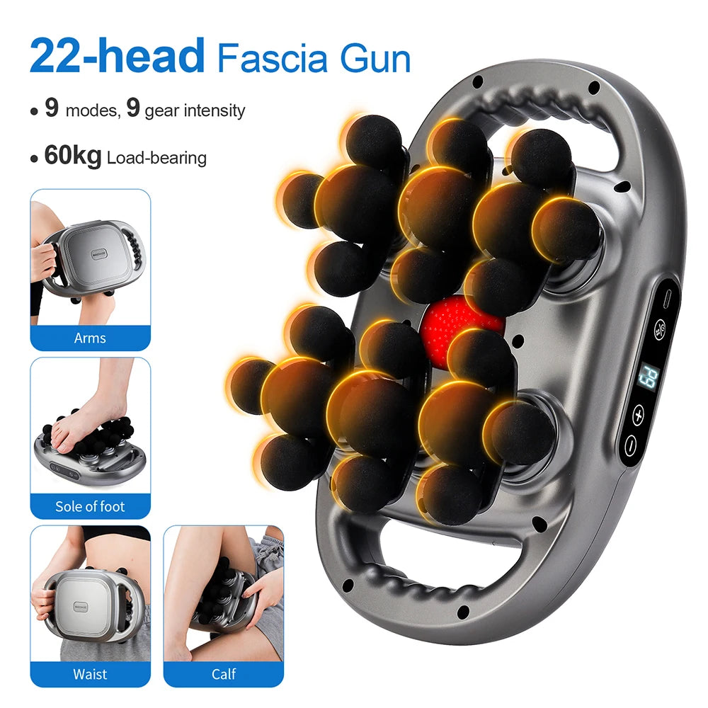 22-Head Fascia Gun High-Frequency Vibration Body Massage Gun