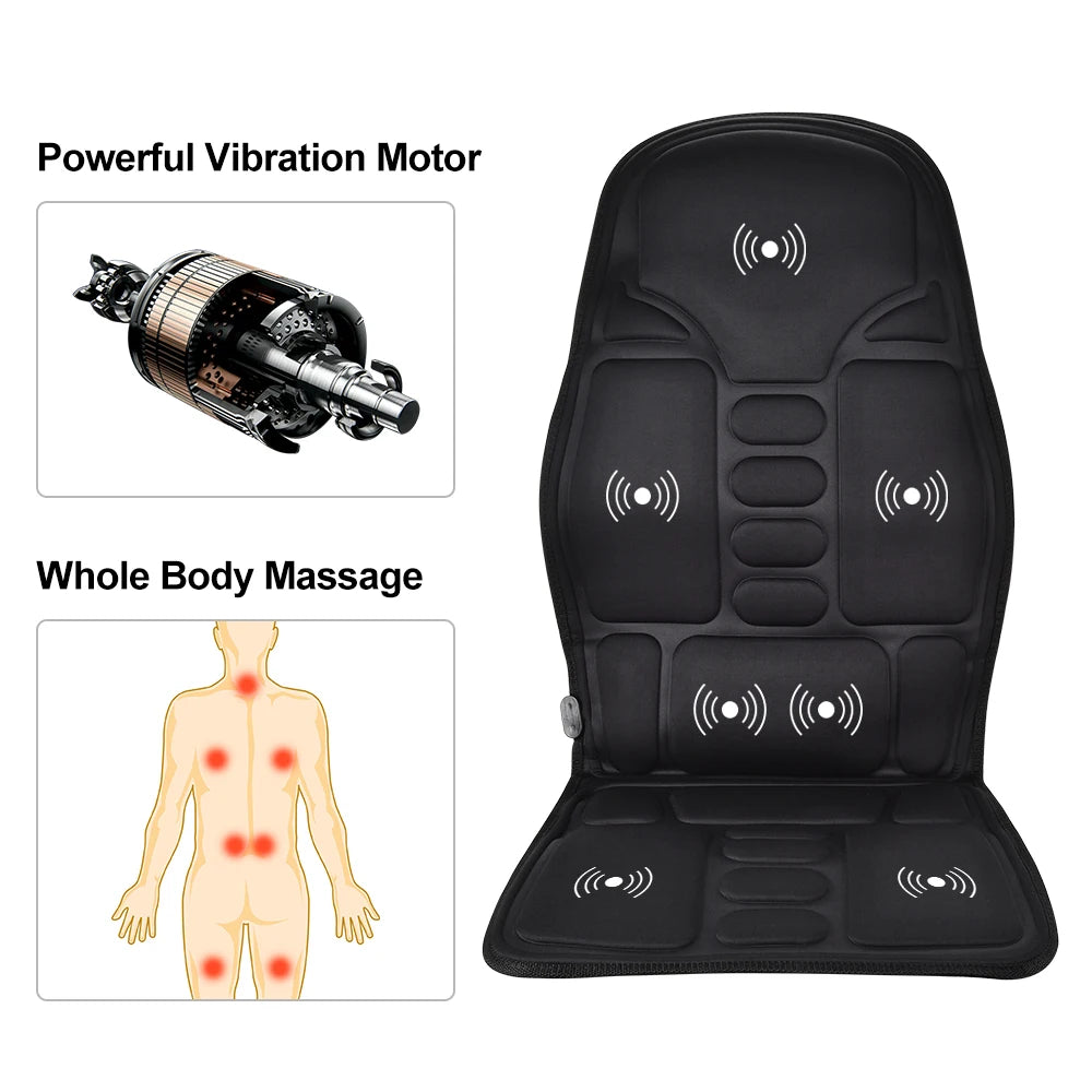 Massager Chair Pad Electric Heating Vibrating Cervical Neck Back Body Cushion