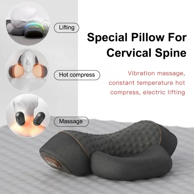 Electric Neck Massager Pillow Cervical Stretcher Heating Vibration Massage