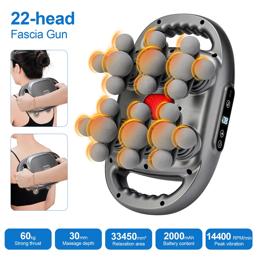 22-Head Fascia Gun High-Frequency Vibration Body Massage Gun
