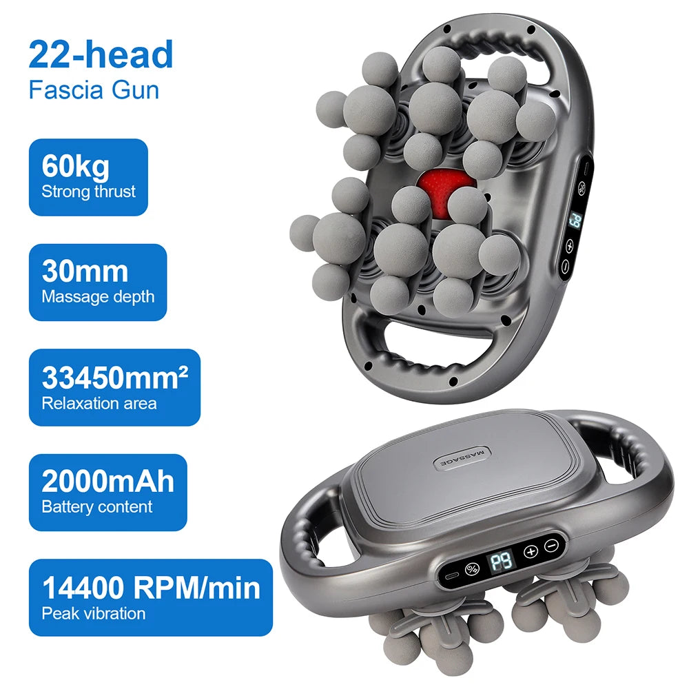 22-Head Fascia Gun High-Frequency Vibration Body Massage Gun