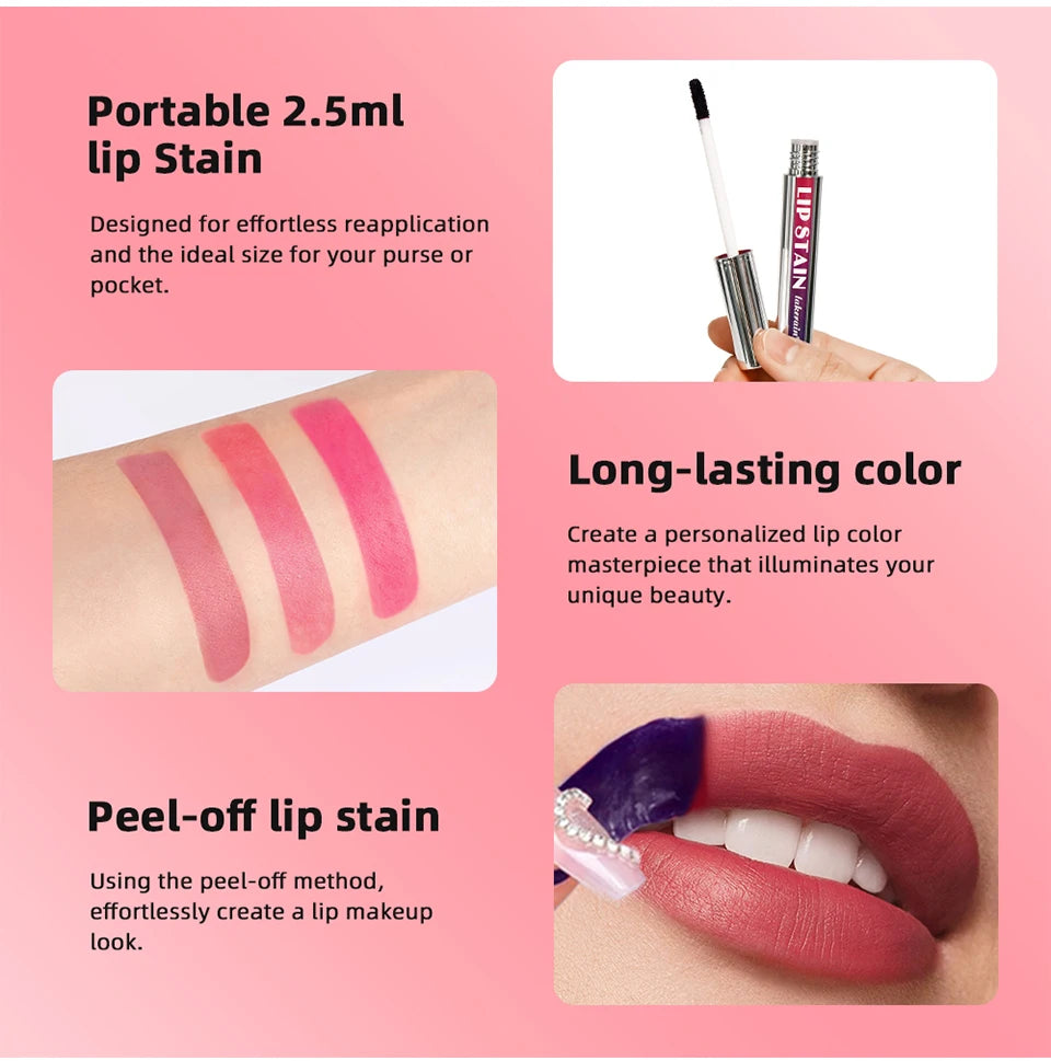 Peel Off Lip Stain Reveal Long Lasting Waterproof Pink Lip Tint