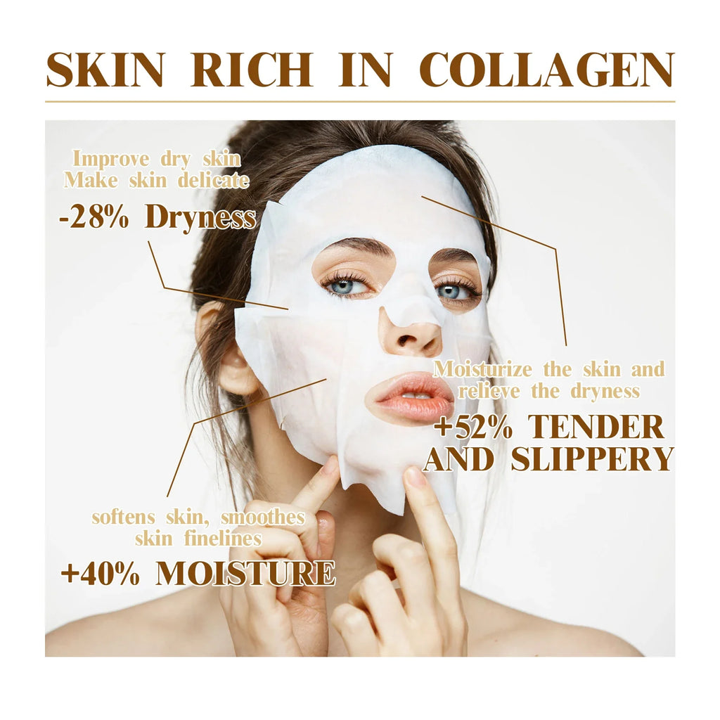 10PCS Collagen Anti Wrinkle Facial Mask Anti Aging Fade Fine Lines Firm Skin
