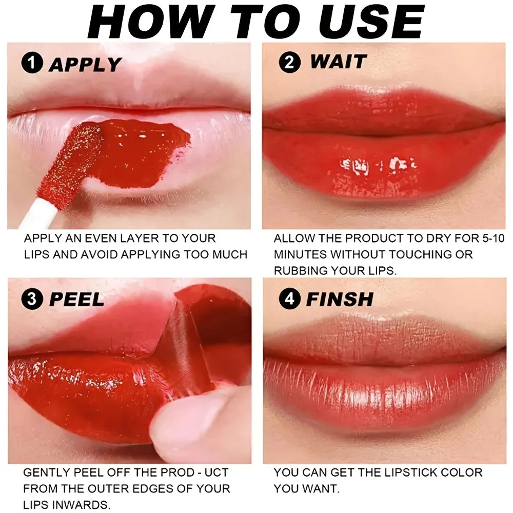 Peel-Off Lip Gloss - Long-wearing waterproof formula, moisturizing gloss.