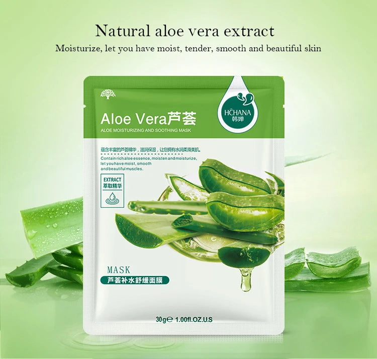 10pcs  Anti-Aging Fruit Aloe Korean Sheet Face Mask.