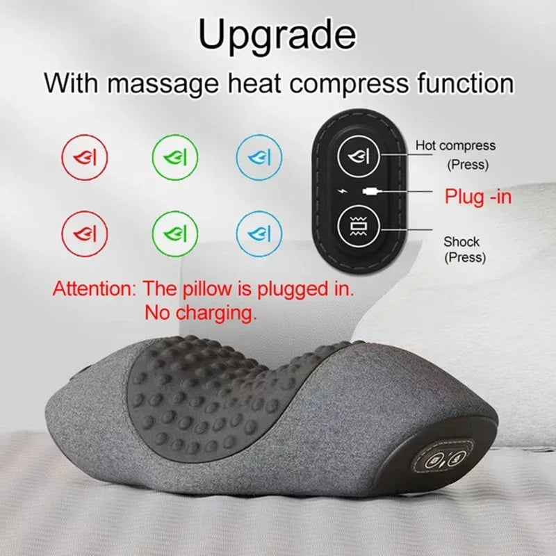 Electric Neck Massager Pillow Cervical Stretcher Heating Vibration Massage