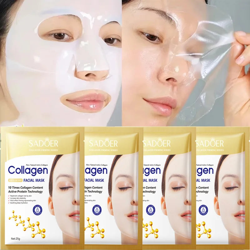 10PCS Collagen Anti Wrinkle Facial Mask Anti Aging Fade Fine Lines Firm Skin
