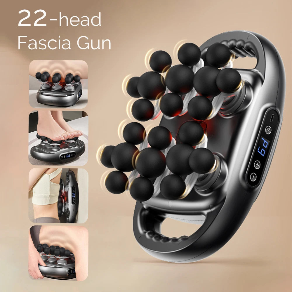 22-Head Fascia Gun High-Frequency Vibration Body Massage Gun