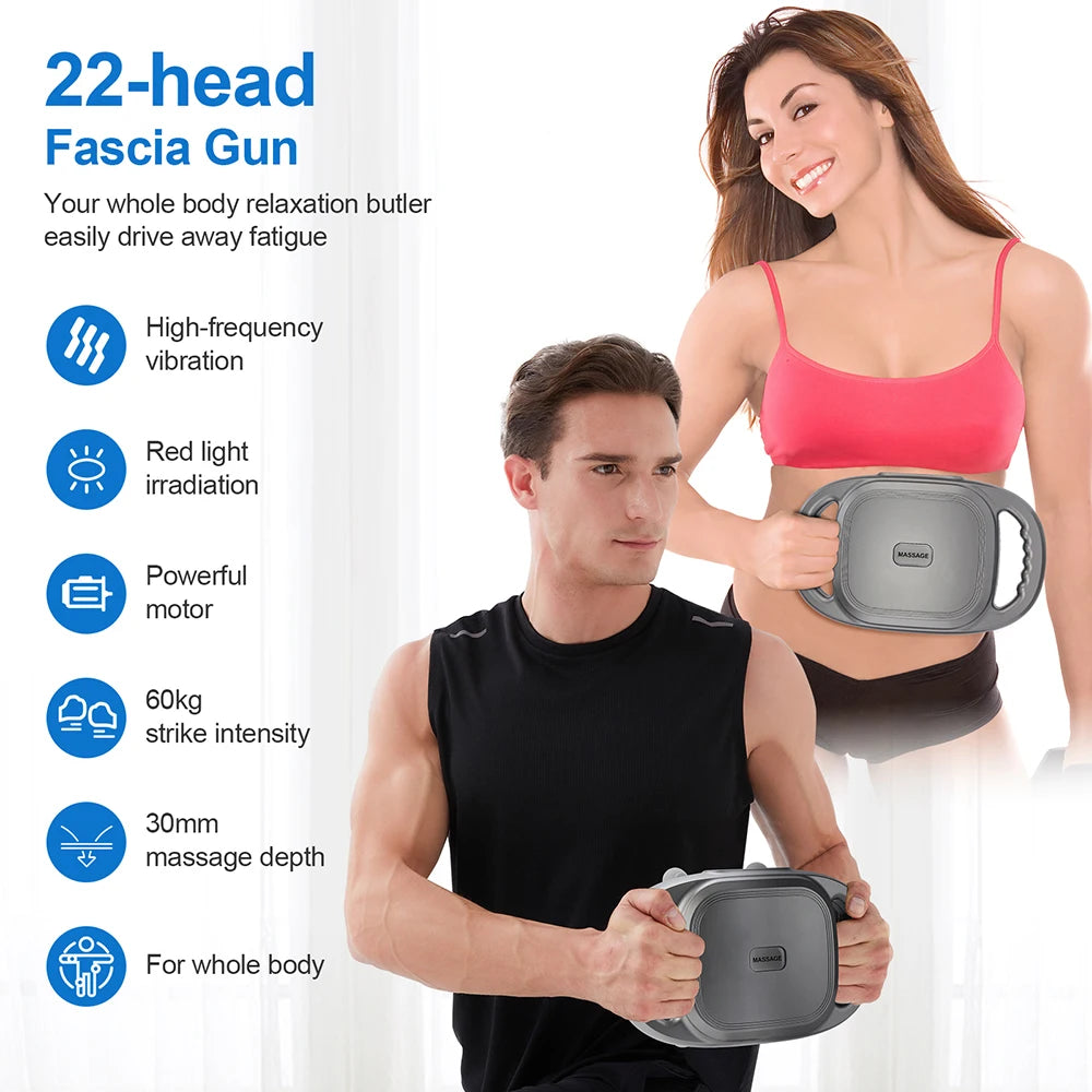 22-Head Fascia Gun High-Frequency Vibration Body Massage Gun