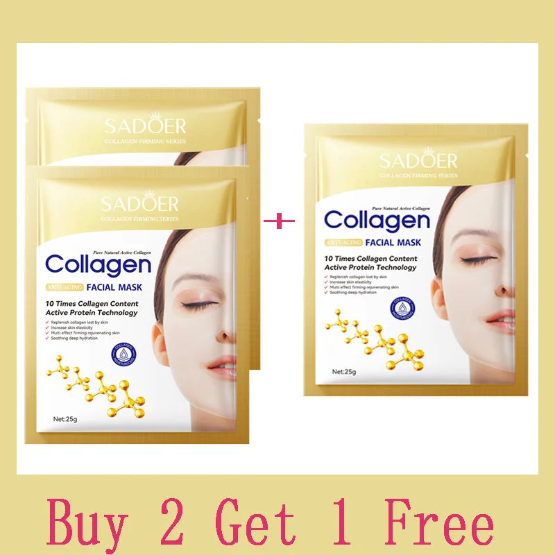 10PCS Collagen Anti Wrinkle Facial Mask Anti Aging Fade Fine Lines Firm Skin