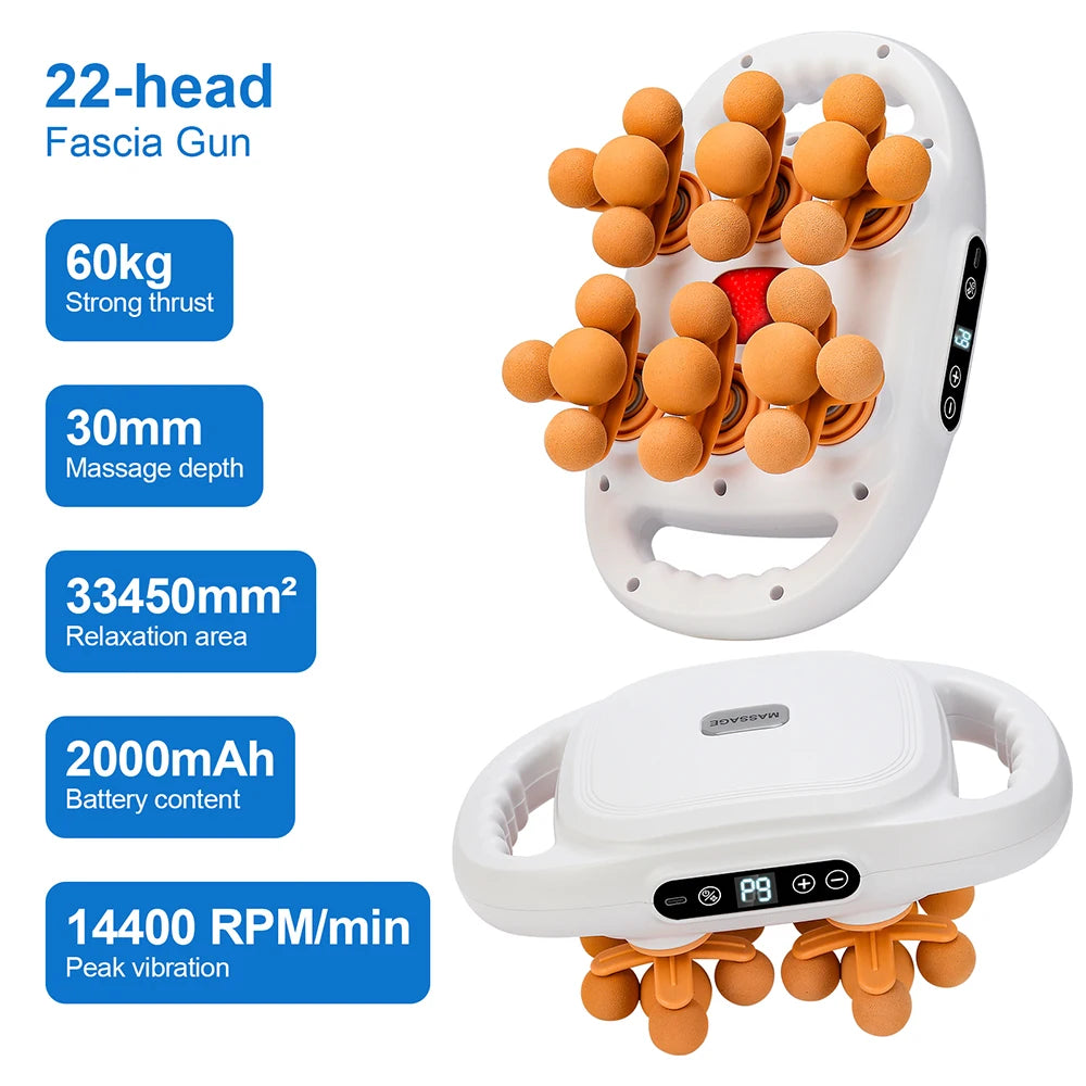 22-Head Fascia Gun High-Frequency Vibration Body Massage Gun