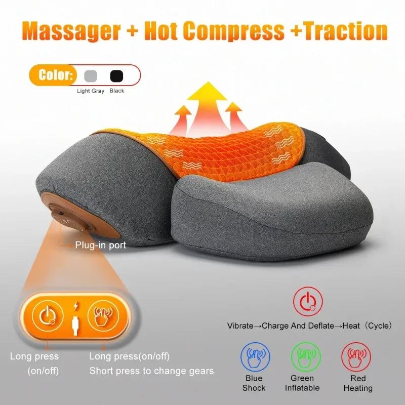 Electric Neck Massager Pillow Cervical Stretcher Heating Vibration Massage